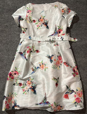 eShakti Custom Dress Womens Extra Large Hummingbirds Floral Belt Pleated Lined