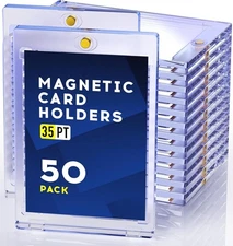 50/ 100 Pack Magnetic Trading Card Holders 35pt One-Touch Hard UV Protectors