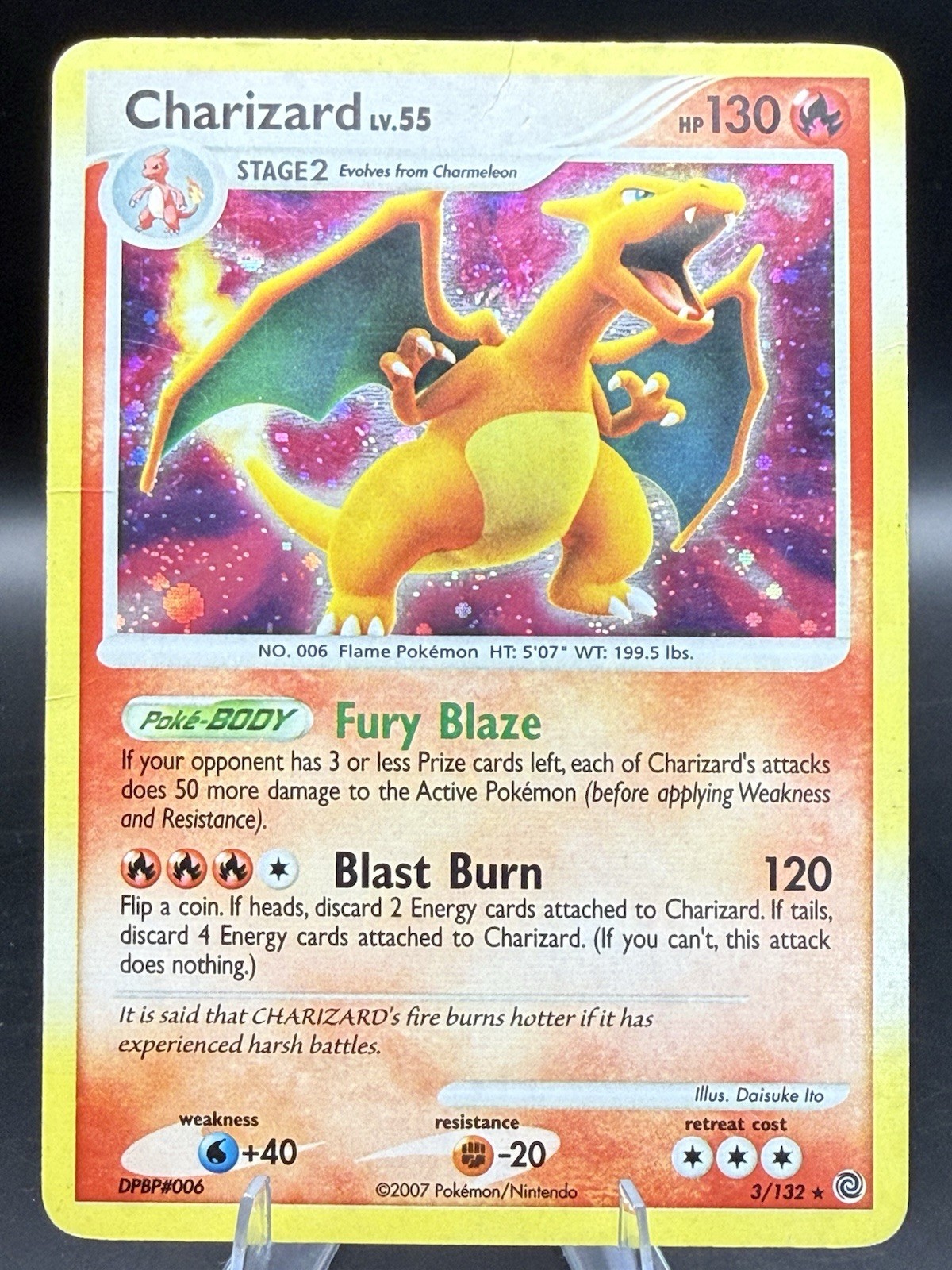 Charizard LV.55 3/132 Secret Wonders Holo Swirl Heavily Played