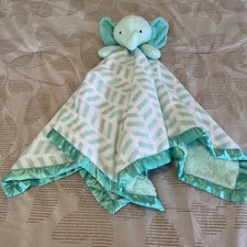 Cloud Island Large Elephant Lovey Mint Green White Minky Security Blanket Nice 