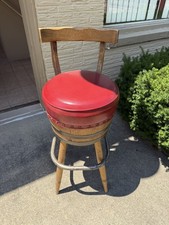 Vintage Whiskey Barrel  Swivel Bar Stool/with back/LOOK/RARE