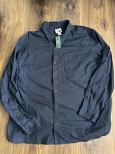 LL Bean Shirt Mens XL Navy Blue Bean Flex Twill Button Up Traditional Fit NWT