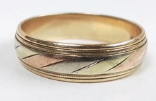 Artcarved 14k Tri-Color Gold 5.7 mm Wide Milgrain Edge Band Ring - Size 9.5
