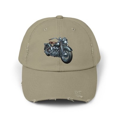 Distressed Motorcycle Cap, Unisex Harley Accessories, Gifts for Him, Biker Hat,