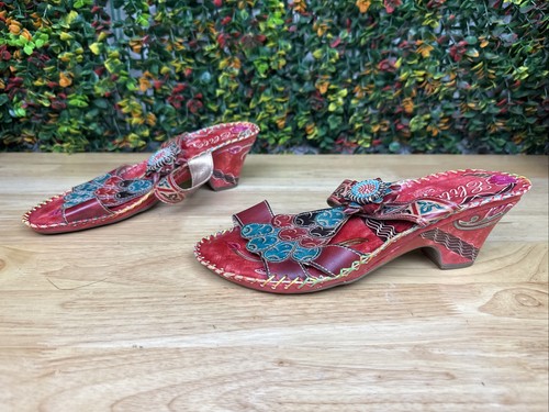 Corkys Elite Shoes Sandals Floral Navajo Bohemian Boho Red Green Womens 10 GUC - Picture 3 of 9