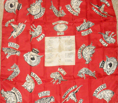 1948 NEIMAN MARCUS Ladies SWC Football Mascot Scarf (SMU & Doak Walker Champs)