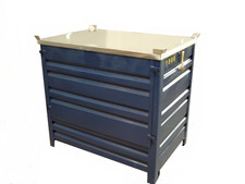 EURO-Lagerbox-Stapelbehälter aus Stahl mit Deckel und Klappe