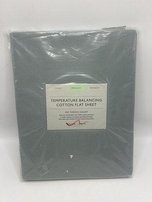 John Lewis Temperatur Balance Baumwollsatin 400 Fäden Flaches Laken Salbei Einzeln