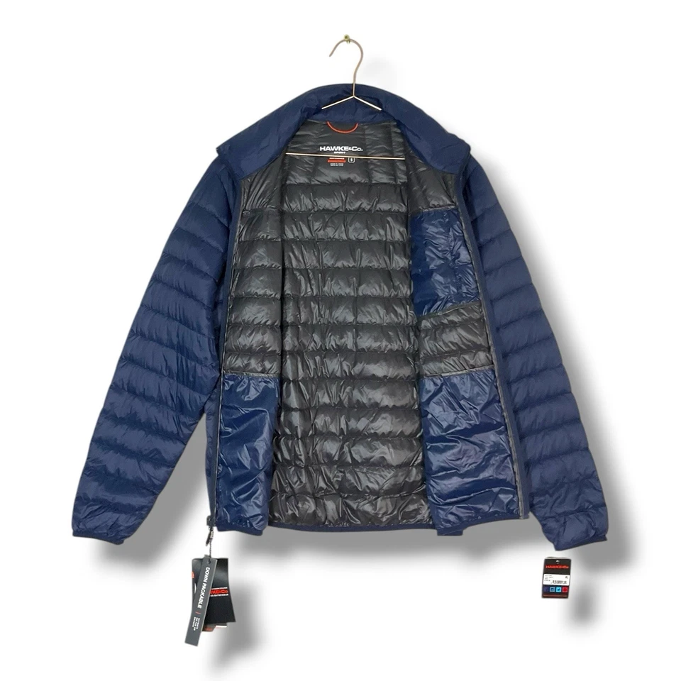 Hawke & Co Packable Down filled puffer jacket Men Size S Navy Quilted Travel - Image 3 of 4