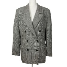 Vintage Brooks Brothers double breasted houndstooth plaid blazer size 12