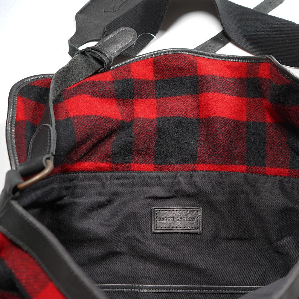 Rare dead New RALPH LAUREN Excellent Buffalo Check Shoulder Bag image 9