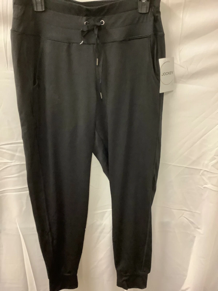 Jockey Womens Jogger Pants Black Stretch Drawstring Slash Pockets