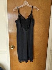 Vintage Warner's Lacicles Black Antron III Nylon Lace Full Slip Dress Size 34