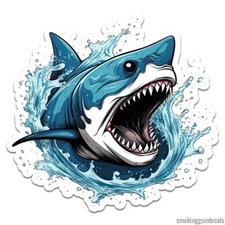 Shark Wave Bite, Vinyl Decal Sticker, Indoor Outdoor, 3 Sizes, #9506
