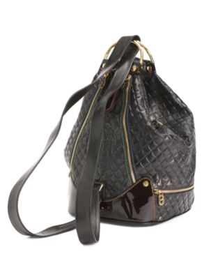 NWT MARINO ORLANDI CROC EMBOSSED LEATHER CONVERTIBLE BUCKET  display picture 3