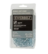Everbilt General Pupose 3 x 15 ft. Zinc Plated Steel Double Loop Chain 803072