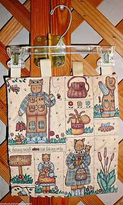 QUILTED BANNER~Handcrafted~Cats Gone Fishing~Patchwork Design~10&1/2'' BY 11&1/4''