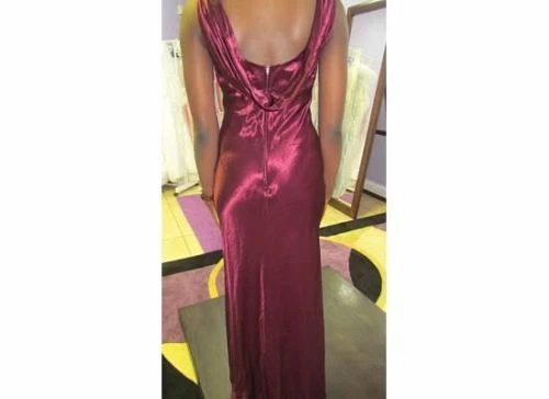 Burgundy Fiesta Formal Dress sleeveless with plunging back- Size Small - Image 2 of 3
