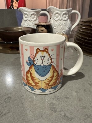 Vintage Lisa Berrett Fat Orange Tabby Cat Paw Wallpaper Milk Pitcher Mug
