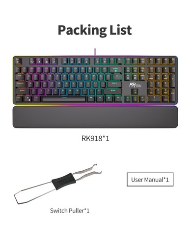 RK ROYAL KLUDGE RK918 Ergonomic Mechanical Gaming Keyboard Wired RGB 108Keys - Picture 8 of 28