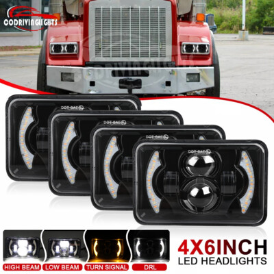 4X Approved 4x6'' 120W LED Headlights DRL for Peterbilt Kenworth Freightliner
