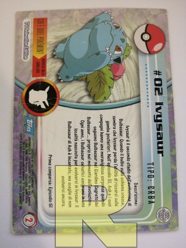 Ivysaur 2 ® Topps Trading Cards 1999 Series 1 ® Pokemon ® Italiano ® Poor - Picture 2 of 2