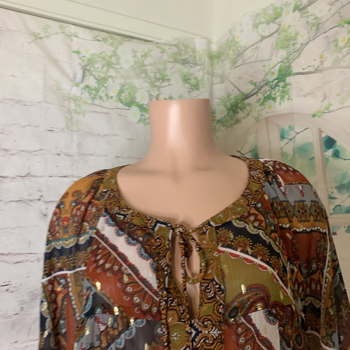 Anthropologie Figs & Flowers Women's Blouse Top Plus SZ 2X Sheer