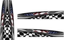 3 Set Hood Side Checkered Decals Usa Flag Auto Vehicle Graphics Sticker Wrap Car