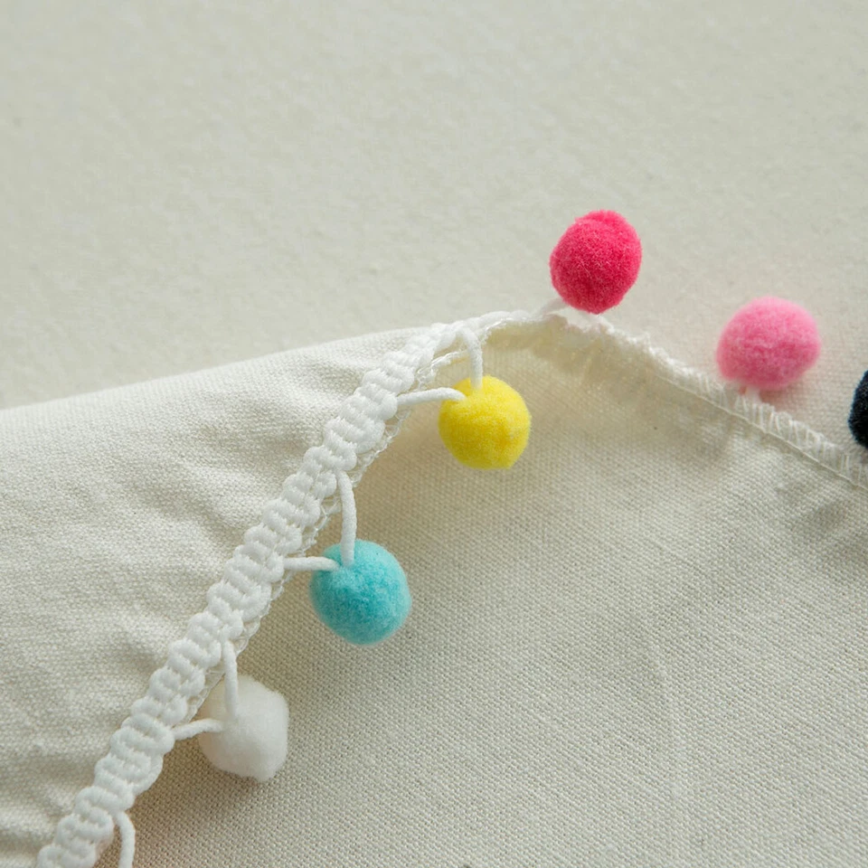 Rectangle Tablecloth Tassel Pom Table Cloth Covers Kitchen Dining Wedding Decor - Image 3 of 4