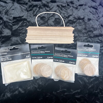 artminds wood Discs Triangles And Mini Hanger For Craft Projects (lot)