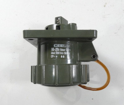 CEEform Anbausteckdose | 16A-2h | ü.50V~ | ü.300-500Hz | 3-polig | Olivgrün| 2P+