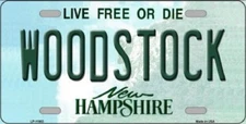 WOODSTOCK NEW HAMPSHIRE STATE BACKGROUND METAL NOVELTY LICENSE PLATE TAG