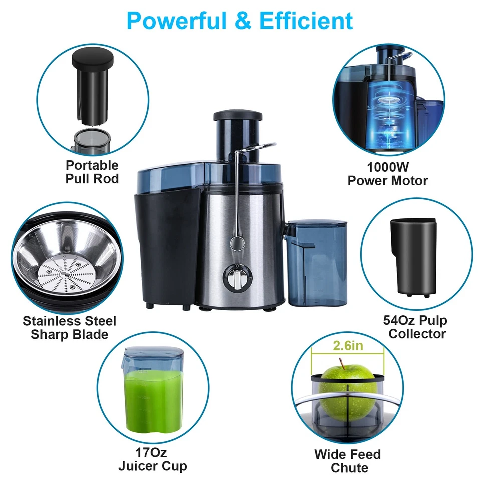 Exprimidor eléctrico 54 oz 1000 W licuadora de frutas y verduras máquina de cítricos extractor de jugo alto Foto 3 de 4