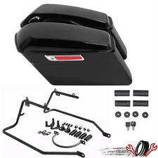 For Harley Sportster 04-14 Black Hard Saddlebags Saddle Bag&Conversion Brackets