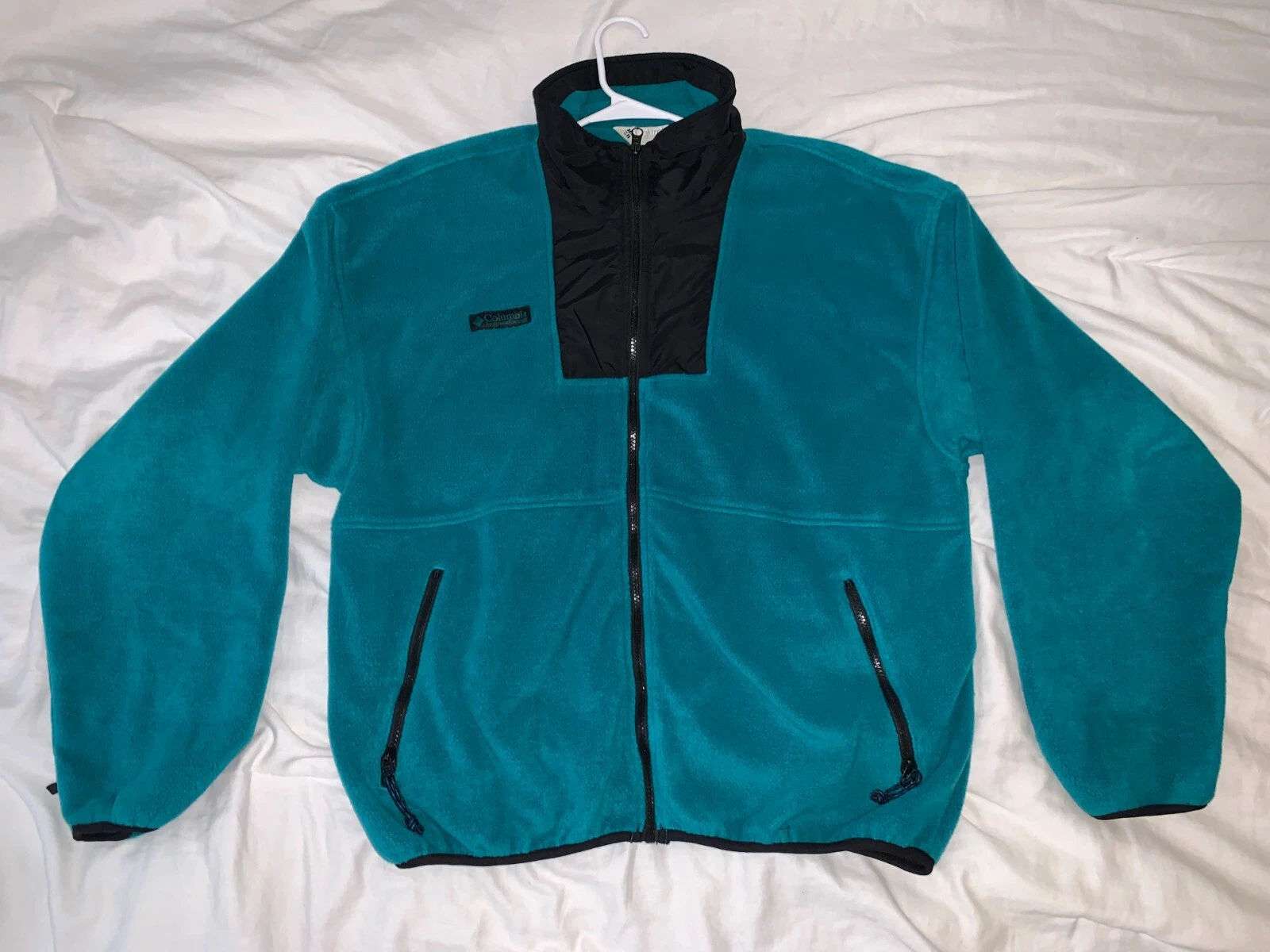 Vintage 90's Columbia Sportswear Teal Fleece Jacket 1/4 Zip Large
