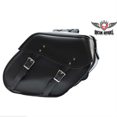 Motorcycle Saddle Bags w/No Stud Universal Heavy Duty Waterproof Leather Luggage