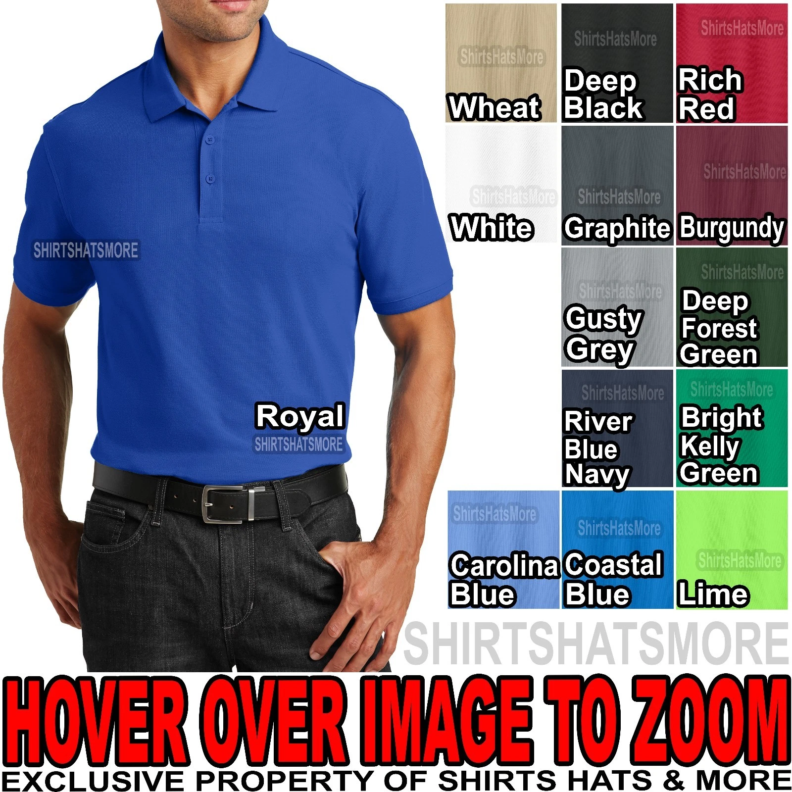 MENS Easy Care Cotton/Poly Polo Shirt Sizes S, M, L, XL 2X, 3X, 4X, 5X, 6X NEW
