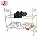 G-0082 Shabby Chic 2 Tier Cream Shoe Rack Organiser Storage