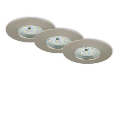 3er Set LED Einbaustrahler LED Badstrahler warmweiß flach