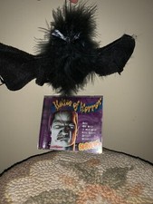 HALLOWEEN House Of Horror CD Flying Bat Fuzzy Decoration Lot Set of 2