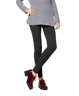 Hue U17487 Black Cable Brushed Stretch Seamless Leggings