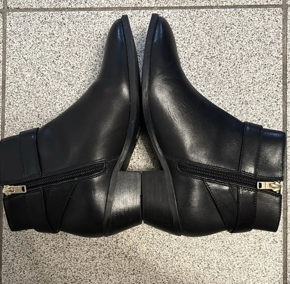 Used Coach Black Ankle Boots with Gold Emblem - Size 5B - Image 4 of 4