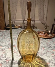 Huge Honey Blenko Decanter # 6951 With Stopper And Vertical Optics 24 INCH MINT