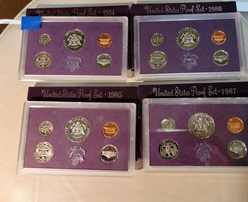 Lot 1984,1985,1986,1987 Proof Set With Box Holder Slight Blemish Back Of 87 Case - Image 3 of 4