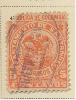 Colombia: Santander Stamp Scott #13, Used, Pulled Perf