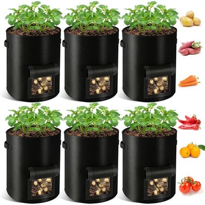 REMIAWY Potato Grow Bags, 10 Gallon 6 Pack 6 Pack(10 Gallon), Black