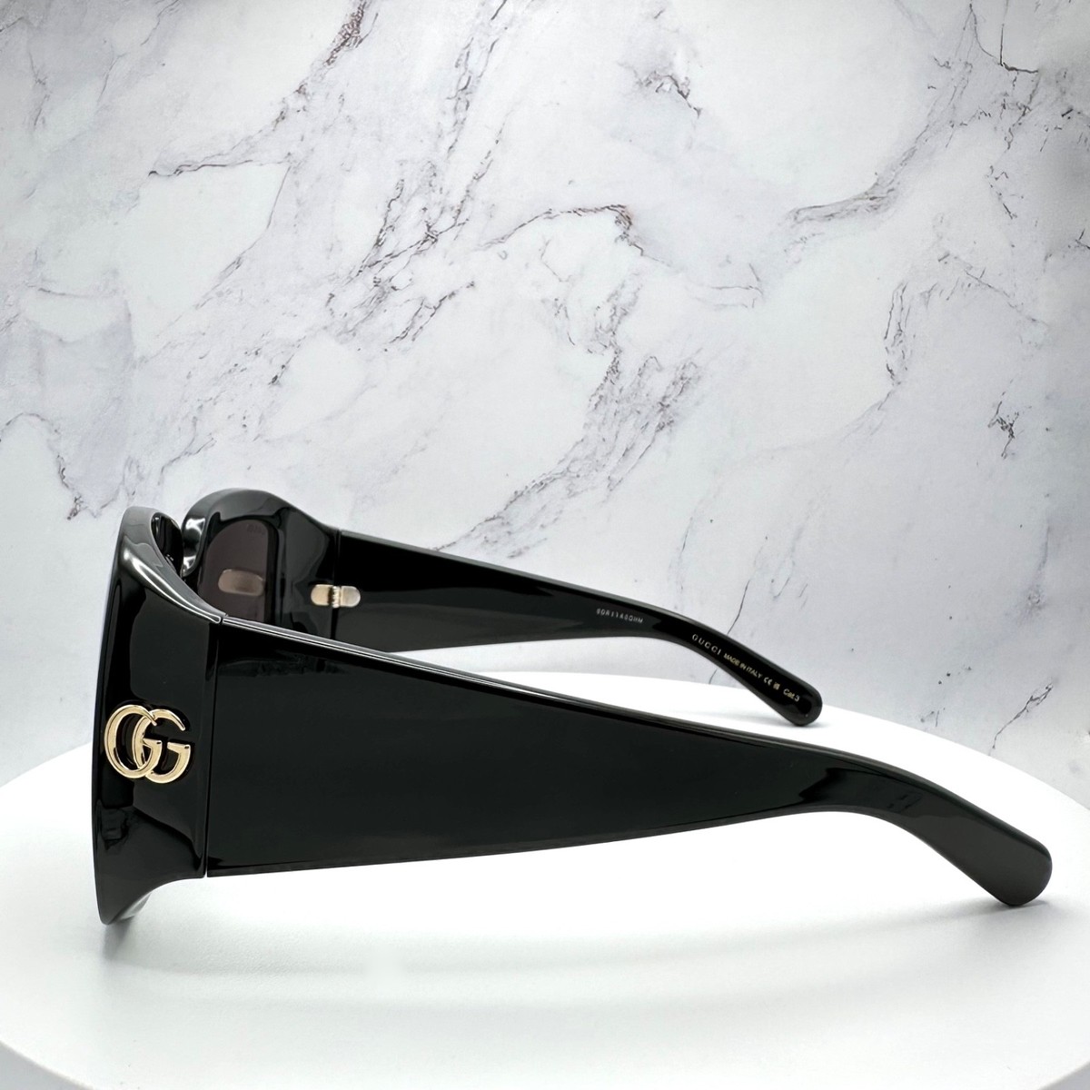 New GUCCI Sunglasses Wrap Square Black Gold GG 55mm  display picture 2