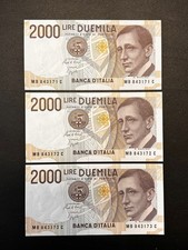ITALIA 3 BANCONOTE REPUBBLICA ITALIANA 2000 LIRE MARCONI - FDS - CONSECUTIVE