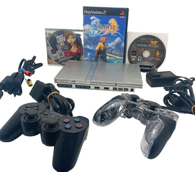 Sony PlayStation 2 slim console bundle w/ 3 games & controllers - Tested