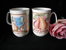 Pair of Rose of England Bone China PEAR HARVEST Design Tea Coffee Mugs